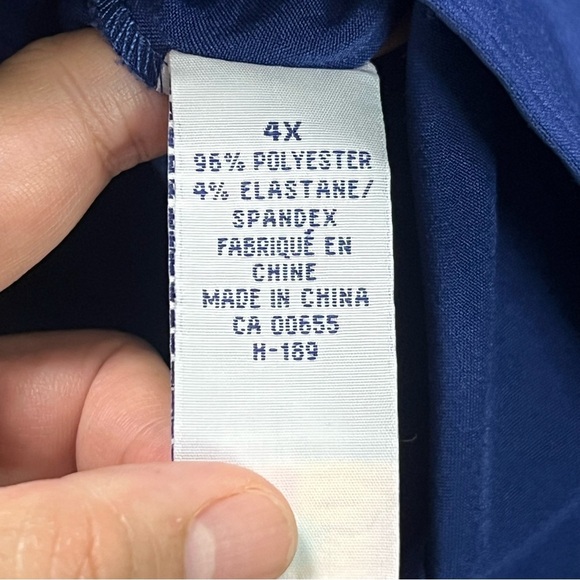 PENNINGTONS Royal Blue Formal Blouse size 4X Business Casual Zip Up Top Collared - Picture 8 of 8